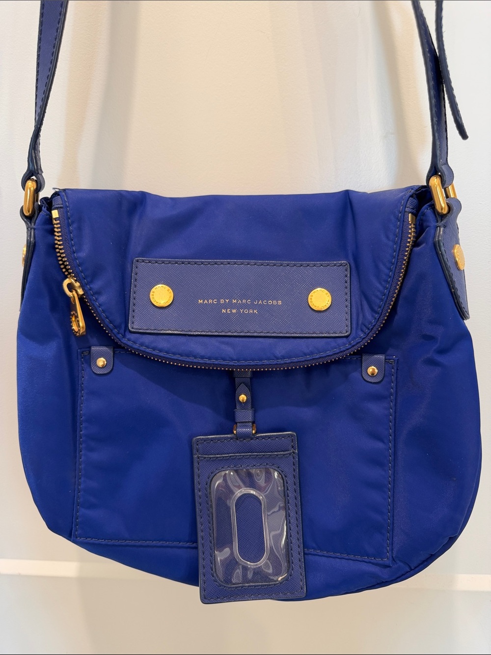 Marc by Marc Jacobs Royal Blue Nylon Crossbody with Gold Hardware